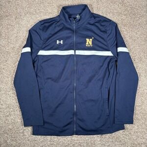 Under Armour Navy Track Jacket Full Zip Mens Large Navy Gold UA